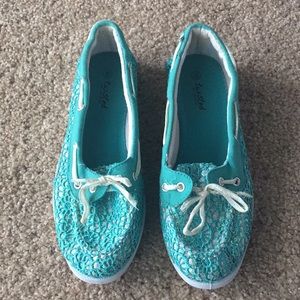 Sequin deck shoes